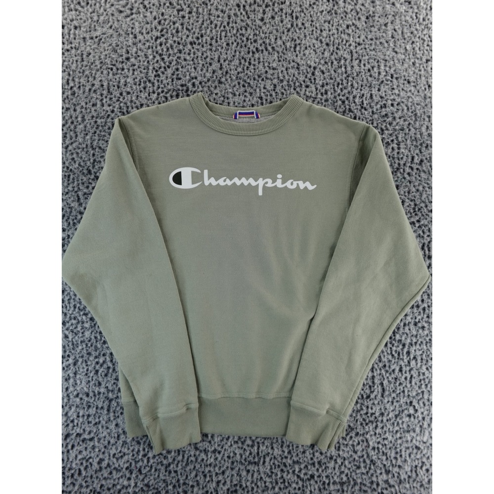 Champion Crewneck Sweatshirt Sage Green Embroidered Logo Athletic Wear Size S